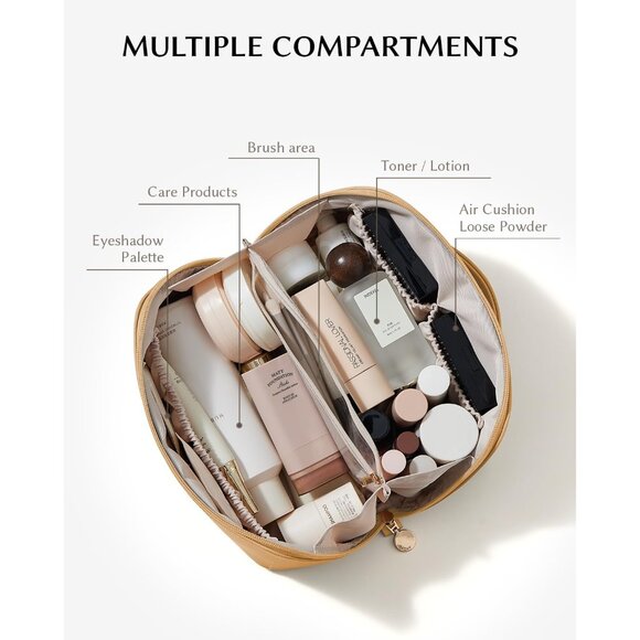 Women AM-Yellow Large Capacity Cosmetic Travel Makeup Waterproof Portable Bag - Picture 2 of 5